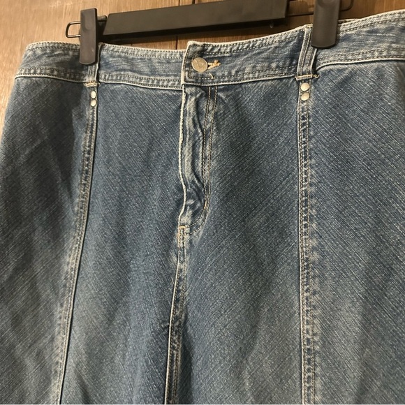 A.M.I. Blue Denim A-Line Mermaid Denim Long Maxi Skirt Western Costal Sz 10 - Picture 7 of 11